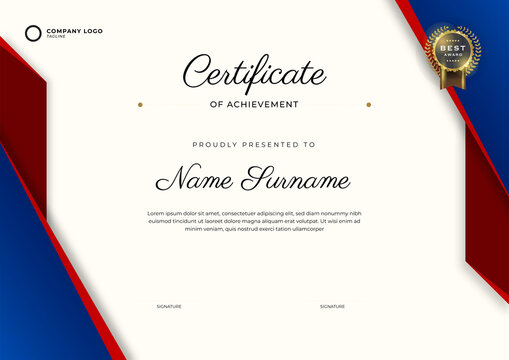 Appreciation certificate best award diplomat. Vector Illustration.