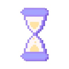 Old pc style Pixel art sandglass icon Isolated vector illustration on white background