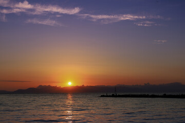 Idyllic sunrise at Rafina port, Greece