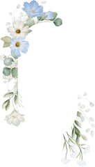 soft blue flower blossom eucalyptus branch foliage lose gyp  chrysanthemum feverfew flowers meadow frame