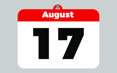 Fototapeta premium August, 17. White and red calendar.
