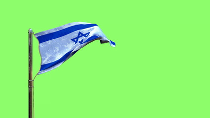 waving flag of Israel for day of the flag on chroma key screen, isolated - object 3D illustration