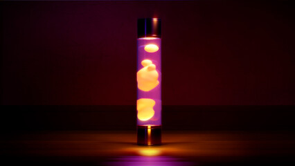 purple and orange colorful lava lamp lighting on the floor - object 3D illustration