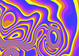 Fototapeta na wymiar Retro 1960s-style wallpaper design in a psychedelic trippy mood. Ebru like marbling pattern.