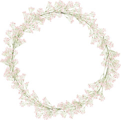Lose foliage meadow floral wreath leaves rose blush pink  soft wild garden watercolor