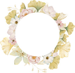 ginkgo leaves foliage yellow green blush pink soft romantic foliage frame wreath flower floral blossom ddecoration