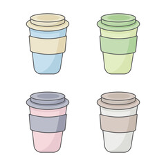 Delicious coffeee paper cup icon set
