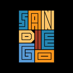 San Diego Typography poster. T-shirt fashion Design. Template for poster, print, banner, flyer.
