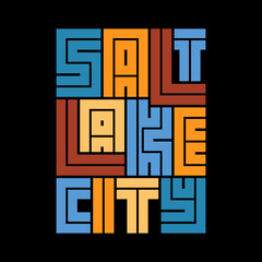 Salt Lake City Typography poster. T-shirt fashion Design. Template for poster, print, banner, flyer.
