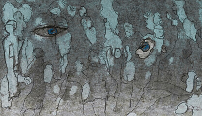 Gesichter in der Textur der Buche