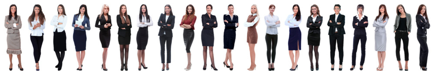 group of successful young businesswoman standing in a row