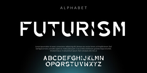 vector alphabet font, modern future lettering style.
