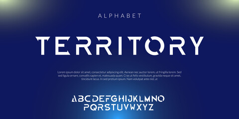 Vector alphabet font, future modern lettering style.