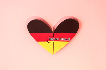 German unity day (Tag der Einheit) concept, connected parts of the heart