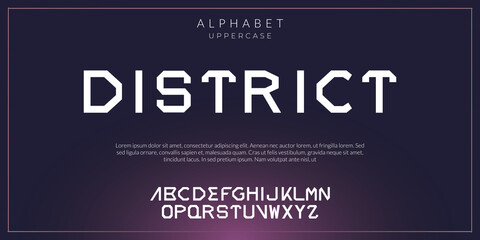 Vector alphabet font, future modern lettering style.