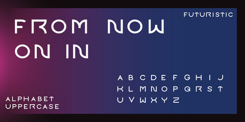 Fototapeta na wymiar Vector alphabet font, future modern lettering style.