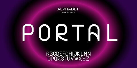 Vector alphabet font, future modern lettering style.