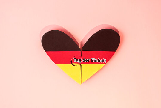 German unity day (Tag der Einheit) concept, connected parts of the heart