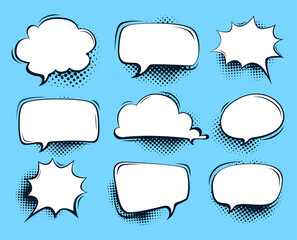 Set of speech bubbles. Clouds for online chats. Reaction dialogues. Vector illustration