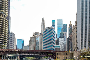Obraz premium Chicago, Illinois, USA, July 1, 2022. Architecture of downtown Chicago.