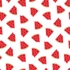 Seamless pattern bitten piece of watermelon