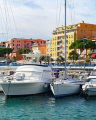 Marina yachts cityscape Sanremo Italy - 515252944