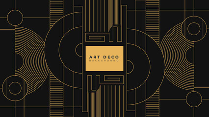 Art deco frame. Vintage linear border. Design a template for invitations, leaflets and greeting cards. The style of the 1920s - 1930s. Vector illustration - obrazy, fototapety, plakaty