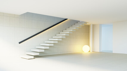 Modern stair interior - 3D rendering