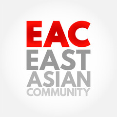 EAC East Asian Community - trade bloc for the East and Southeast Asian countries, acronym text concept background