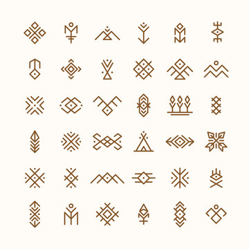 Tribal and boho style symbols. Native icons. Vector illustration