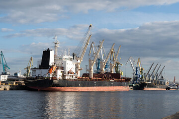  Industrial commercial port in import export, China boat , business commerce logistic and transportation of international by container cargo ship.