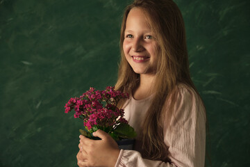 portrait of a girl in a photo studio