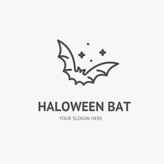 Halloween Bat Sign Thin Line Icon Emblem Concept. Vector