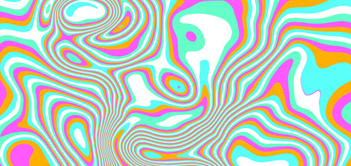 Retro 1960s-style wallpaper design in a psychedelic trippy mood. Ebru like marbling pattern.