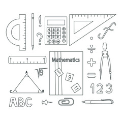 Mathematics set, School Supplies Isolated