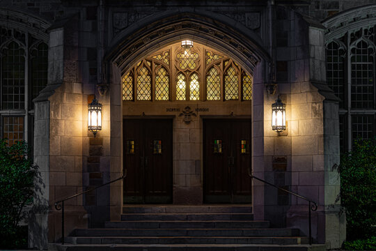 Doors and stained glass - law school quadrangle - Ann Arbor - Michigan - USA
