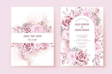 Luxury Floral Pink Valentine Wedding Invitation