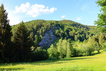 View of a nature reserve Pulcinske Skaly in Beskydy mountains, Czech Republic