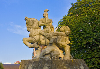 Fototapeta na wymiar Monument to King Svyatoslav in Kyiv, Ukraine