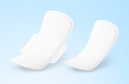 Realistic women pad mockup set. Perspective view. Vector illustration. Сan be used for healthcare, medical and other needs. EPS10.