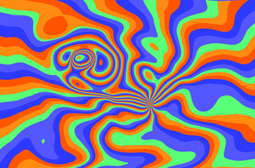 Retro 1960s-style wallpaper design in a psychedelic trippy mood. Ebru like marbling pattern.