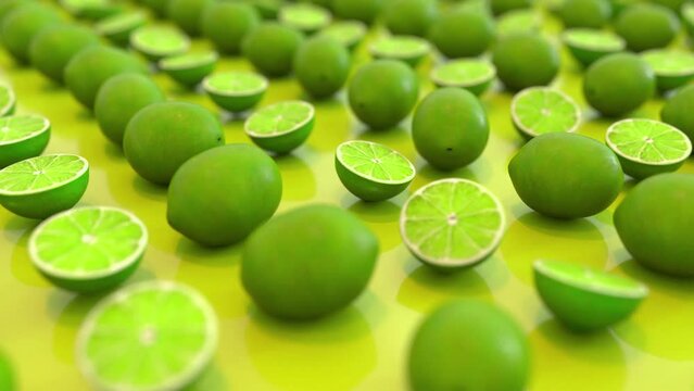 Stop motion lime platter with beautiful random rotation. 4K.