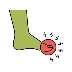 Foot finger pain illness icon