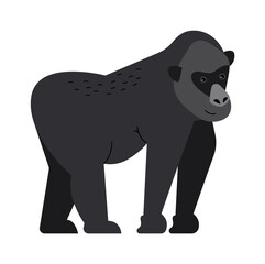 Standing gorilla monkey Exotic Animal. Vector illustration