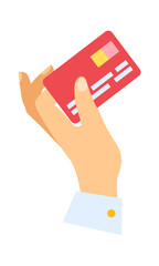 Credit card in hand. Vector illustration