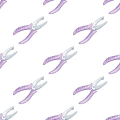 Watercolor hole puncher seamless pattern on white