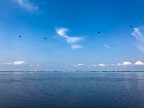 Airborne troops over the Amazon river 