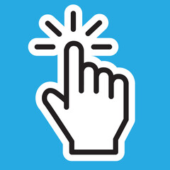 Icono cursor en. forma de mano contorno blanco