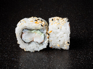 sushi on the black stone