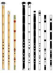 Vector art of the reed flute known as a Nay or Ney or Nai in full color and as line art © Ron Perovich